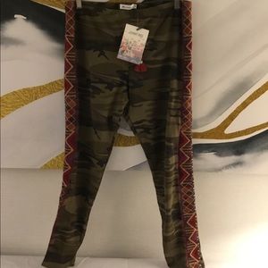 Johnny Was Camouflage Leggings with Vibrant Trim